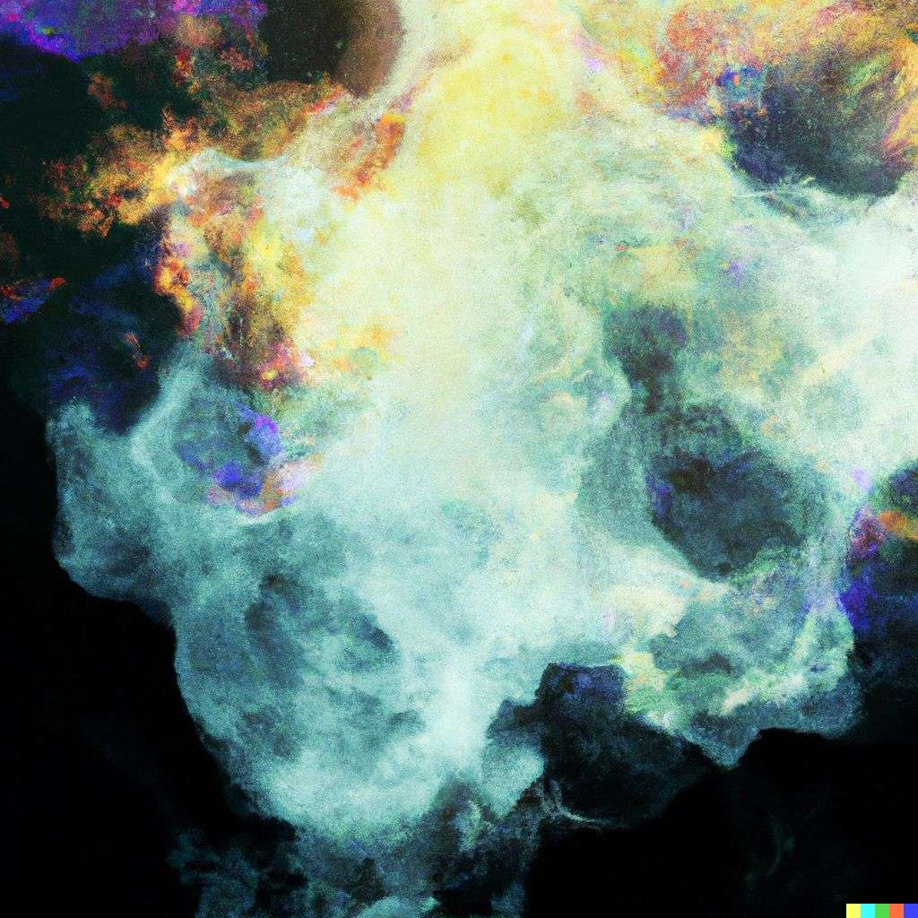 the discovery of gravity made of very detailed curling wispy glowing multicolored smoke, digital art, volumetric, 3D render, Octane render